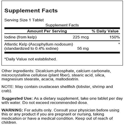 Swanson imported USA health supplements bottle showcasing non-GMO ocean kelp capsules