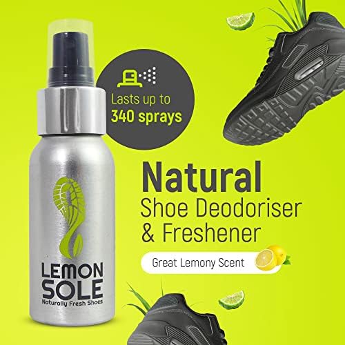 Lemon Sole shoe deodorizer spray showing 6 essential oils label