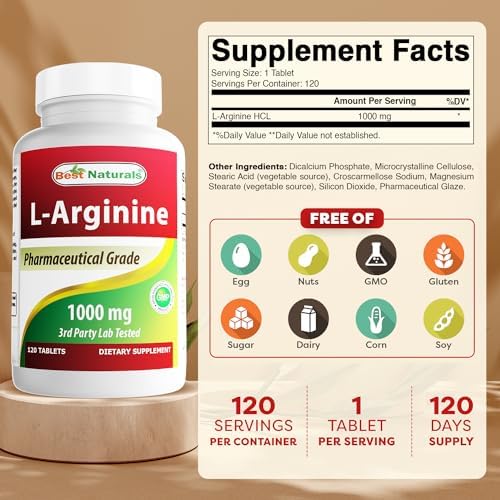 Best Naturals L-Arginine supplement label details
