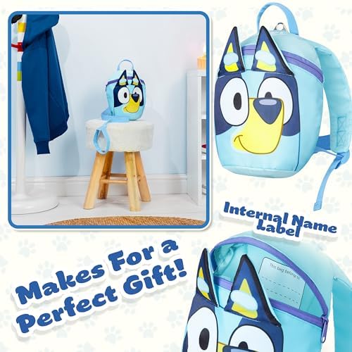 Bluey backpack showing the safety harness attachment
