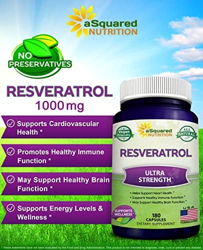Side view of resveratrol capsule bottle displaying vegan friendly badge
