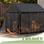 Chunm eight by four by six foot pet cage side panel screen demonstrating sun protection functionality.