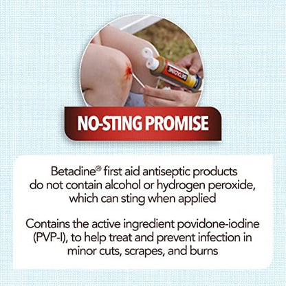 Eight fluid ounce packaging of Betadine antiseptic solution showing directions