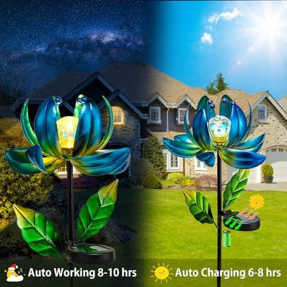 Durable metal stake base for outdoor garden light