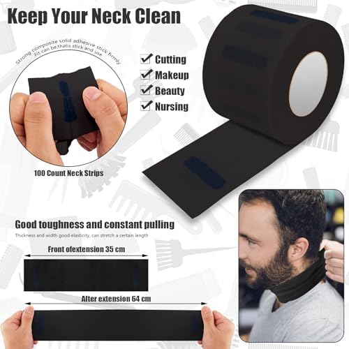 Disposable sanitary neck strips and accessories array from the 10 piece grooming kit.