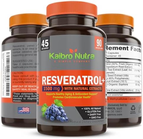 Kaibro Nutra extra strength resveratrol supplement label details