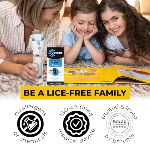 V-Comb A1 chemical free lice vacuum being used on dry hair section