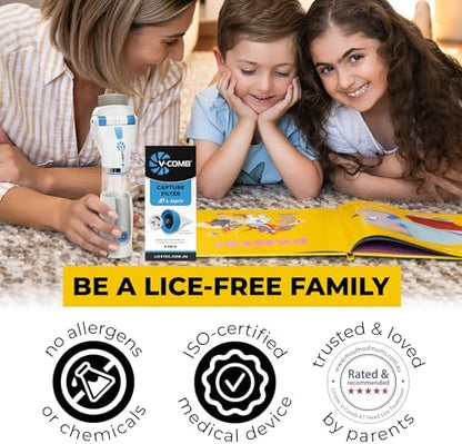 V-Comb A1 chemical free lice vacuum being used on dry hair section
