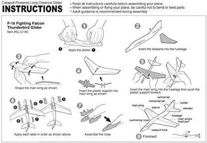 Authentic USA imported Smithsonian F-16 Thunderbirds small foam glider jet angled view highlighting aerodynamic design