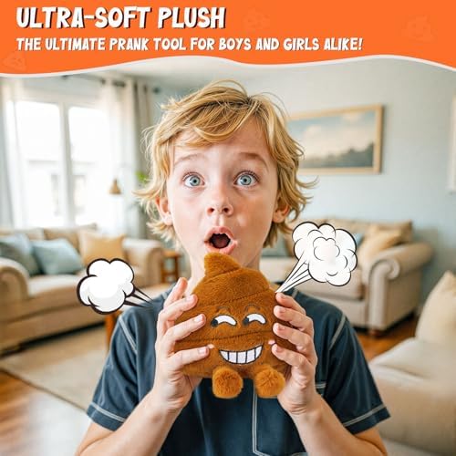 Interactive dog fetch toy shaped like a smiling poop emoji
