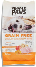 Authentic Whole Paws natural pet food bag showing superfood ingredients