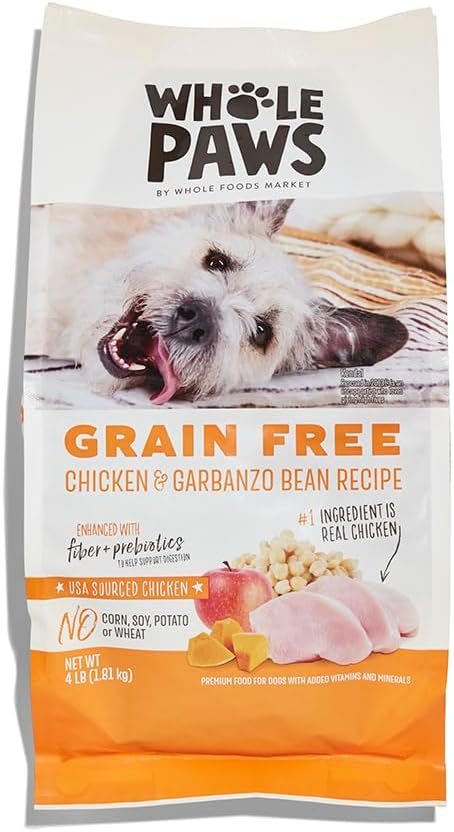 Authentic Whole Paws natural pet food bag showing superfood ingredients