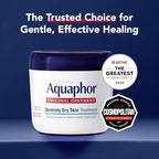 Aquaphor advanced therapy moisturizer 396 grams container highlighting the dermatologist recommended formula for dry sensitive skin