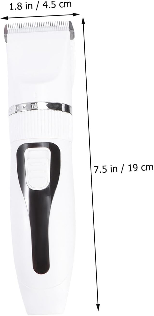 POPETPOP rechargeable pet grooming kit showcasing titanium ceramic blade head and adjustable length dial