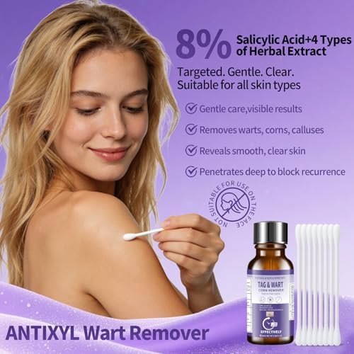 Close up of 8 percent salicylic acid bottle for plantar wart treatment