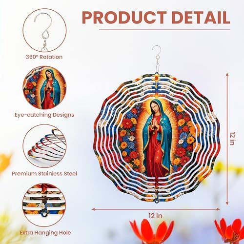 Flagwix religious garden decor stainless steel spinner hanging