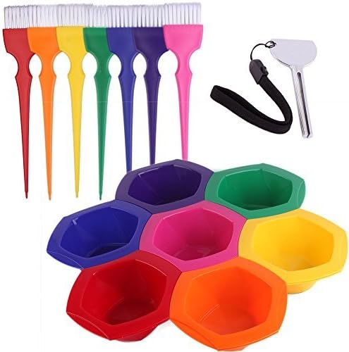 PERFEHAIR Small Hair Coloring Kit featuring seven rainbow interlocking mixing bowls and applicator brushes with tube squeezer front view