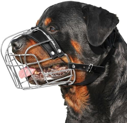 Side profile of heavy duty wire basket dog muzzle