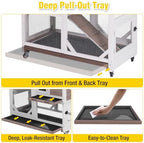 Aivituvin 39.3" Large 2-Story Rabbit Hutch, Indoor Outdoor Bunny Cage with Chew-Proof Ramp, Leak-Proof & Easy-to-Clean Tray, Lockable Wheels, for Rabbits & Guinea Pigs - Image 5