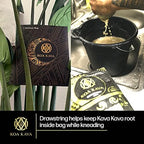 Koa Kava food grade nylon filter bag highlighting the secure drawstring closure mechanism.