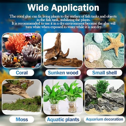 Aquarium safe adhesive securing coral frags to ceramic reef plugs