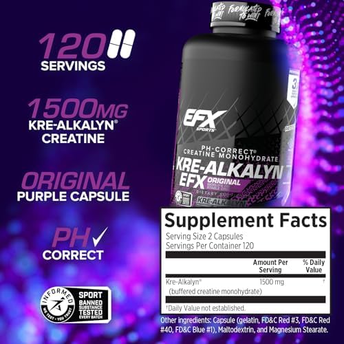 Side view of EFX Sports Kre-Alkalyn label showing serving details