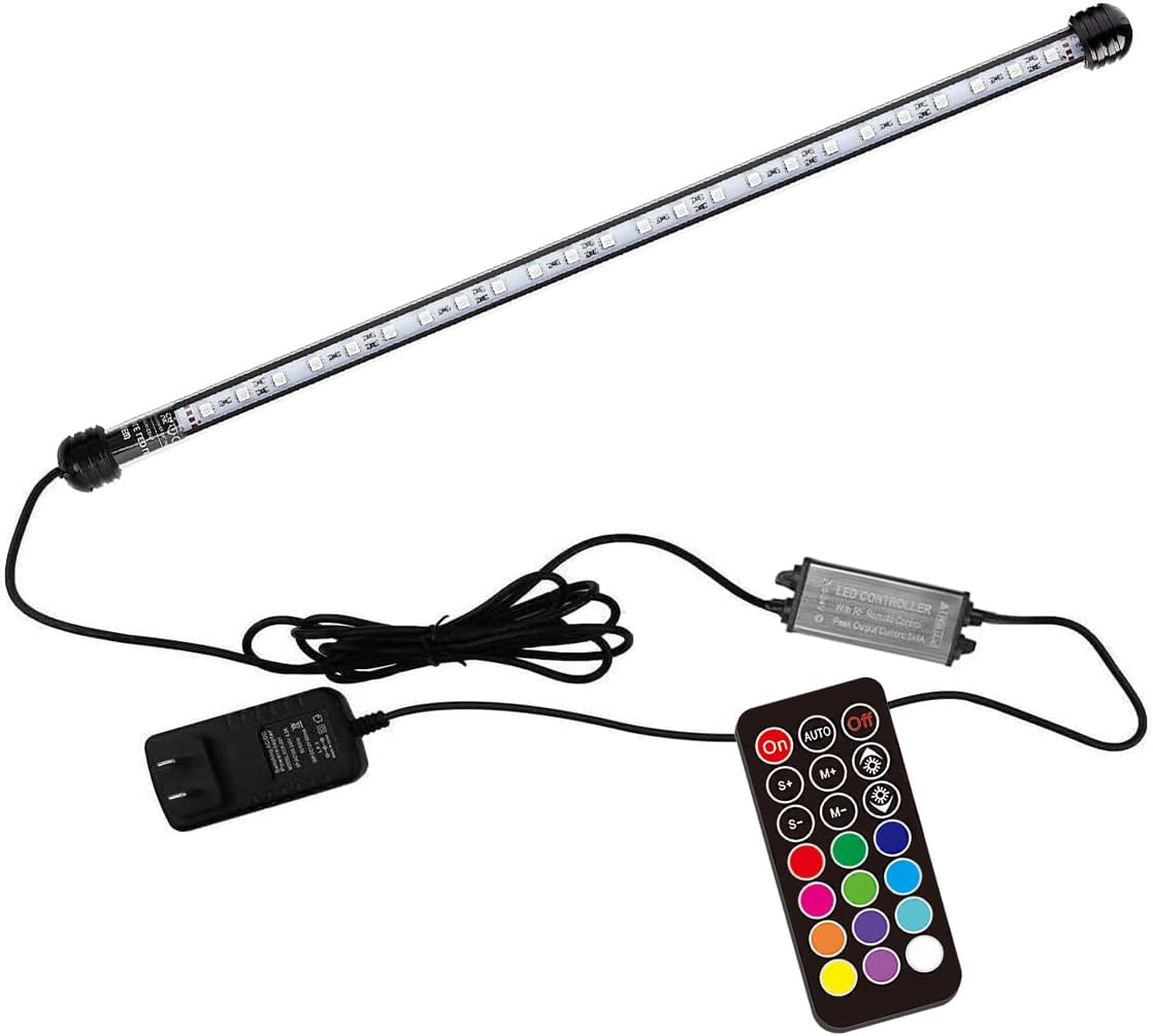 15 inches LED Aquarium Light, 2.5W Fish Tank Light Underwater Light Submersible Crystal Glass Lights, 21 LED Beads 12 Colors 19 Modes Brightness Adjustable Memory Function IP68 Waterproof - Image 13