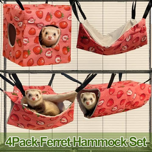 Kathson washable hamster hanging tunnel toy attached to cage bars with metal hooks