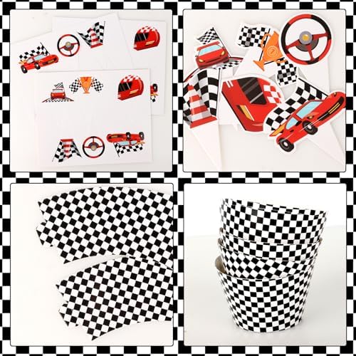 High quality card stock detail of race car themed party supplies