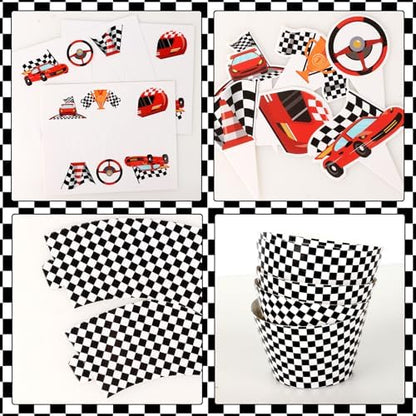 High quality card stock detail of race car themed party supplies