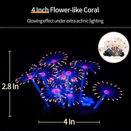 Side perspective of Uniclife glowing jellyfish ornaments moving naturally with fish tank water currents.