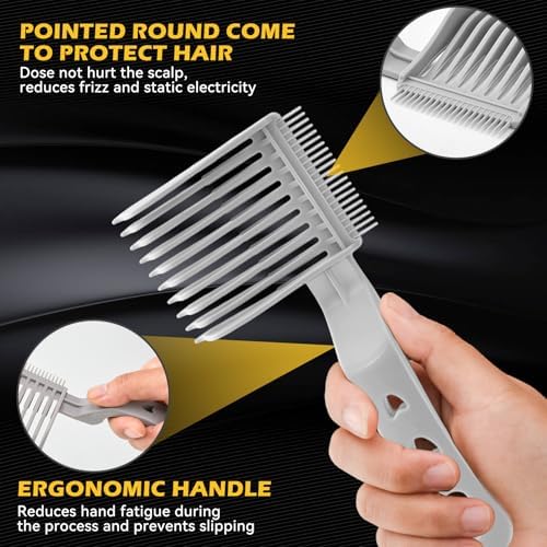 Grey and black hair blending combs showcasing the durable heat resistant material construction.