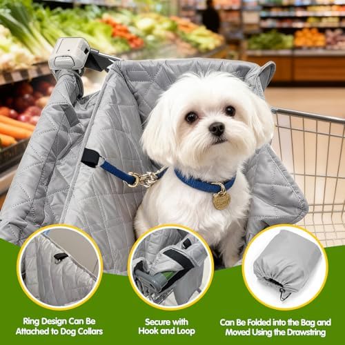 Close up of hook and loop fasteners on dog shopping cart cover