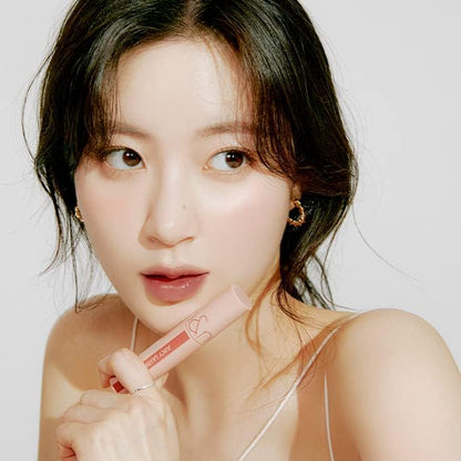 Korean K-Beauty Romand Nucadamia lip tint container displaying the nudy red brown color.