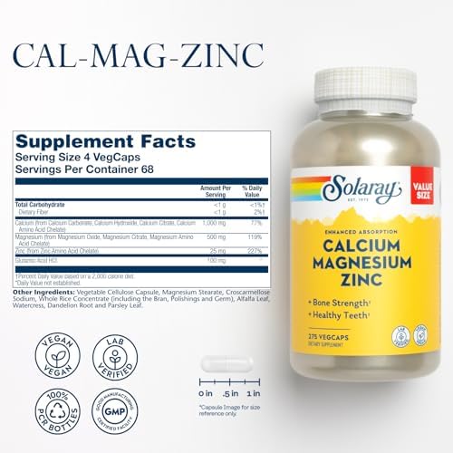 Solaray supplement label highlighting 1000mg calcium content.