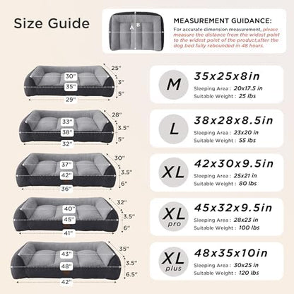 Bedsure SupportMax(TM) XL Orthopedic Dog Beds Large Sized Dog - Extra Thick Supportive Dogs Couch with Waterproof Washable Cover, Extra Large Comfort Pet Sofa with Soft Sherpa & Nonskid Bottom, Grey, 42" - Image 5