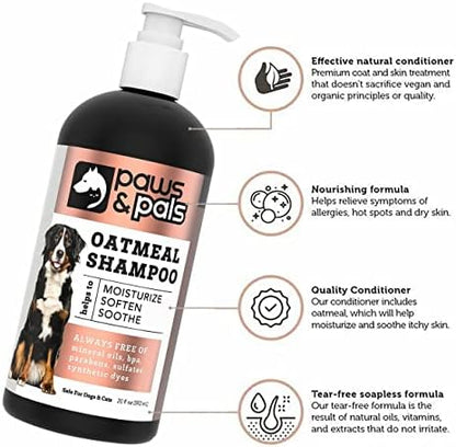 Lathering natural oatmeal dog shampoo on a golden retriever puppy during bath time