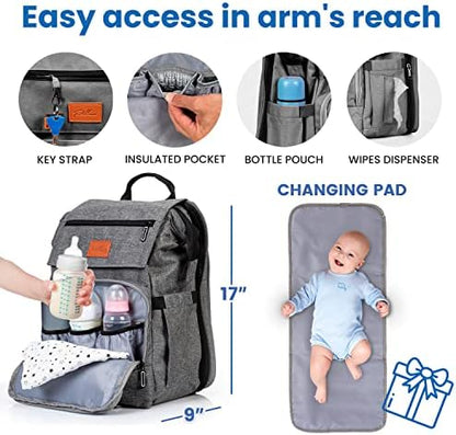 PILLANI large capacity baby bag backpack open compartment with newborn essentials organized