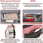 Jiefeike pink baby bag attached to stroller using integrated straps