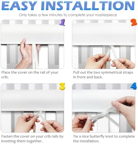 Homestic crib rail protector set 4 pieces white mesh