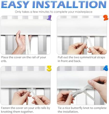 Homestic crib rail protector set 4 pieces white mesh