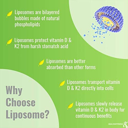 UpNourish advanced absorption liposomal vitamin D3 and K2 mini softgels displayed next to the product packaging