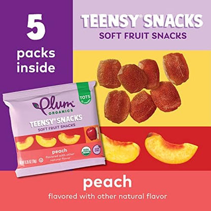 Plum Organics Teensy Snacks single serve point thirty five ounce pouch showing back ingredient label
