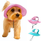 Rear view showing ear hole placement on pet sun hat