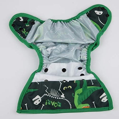 Sigzagor green dinosaur print diaper cover side profile