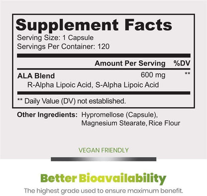 Simply Natures Pure Alpha Lipoic Acid 120 capsules bottle side profile