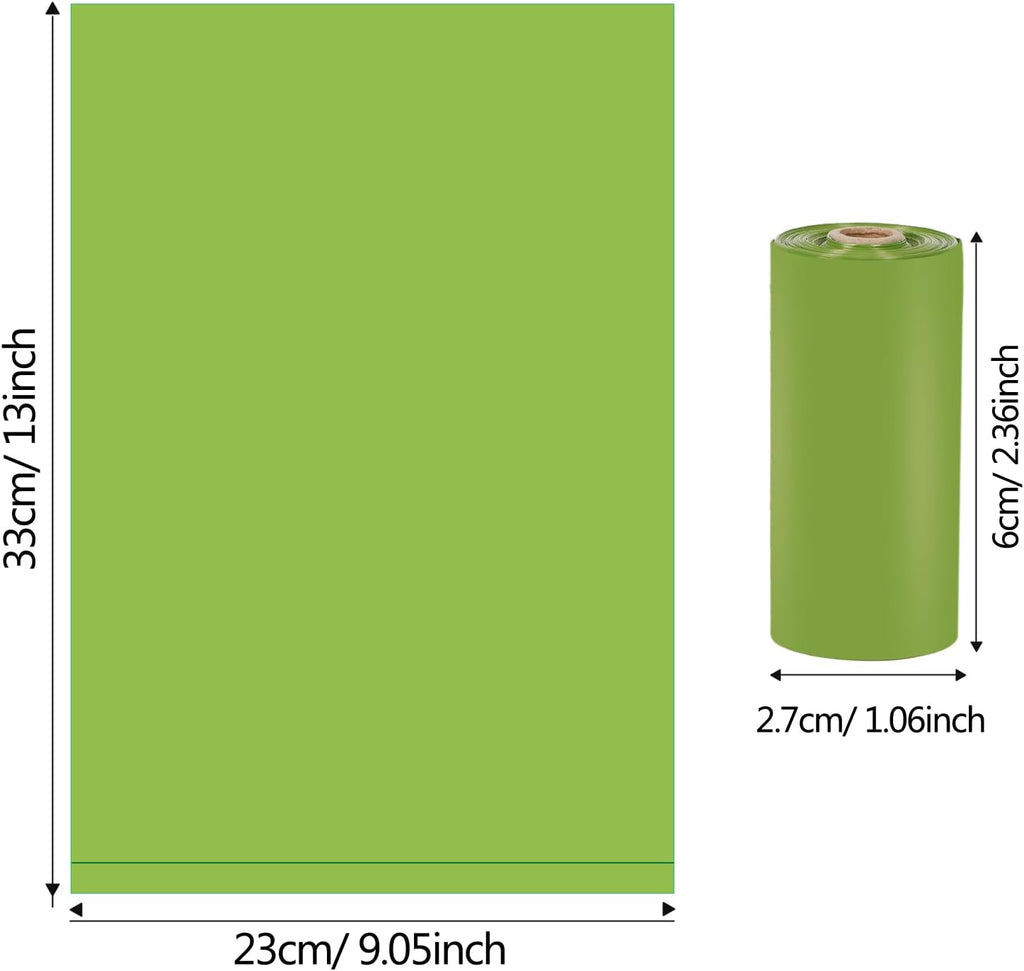 Lifegogo green unscented pet waste bags roll close up.