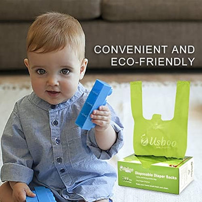 Side view of Usboo diaper disposal bags showing eco-friendly features