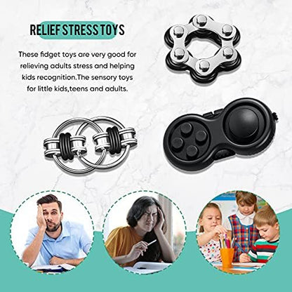 Authentic black handheld fidget gadgets set being operated with one hand for coordination