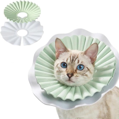 McGill's Tail Cat Cone Collar front view of soft mint green recovery cone